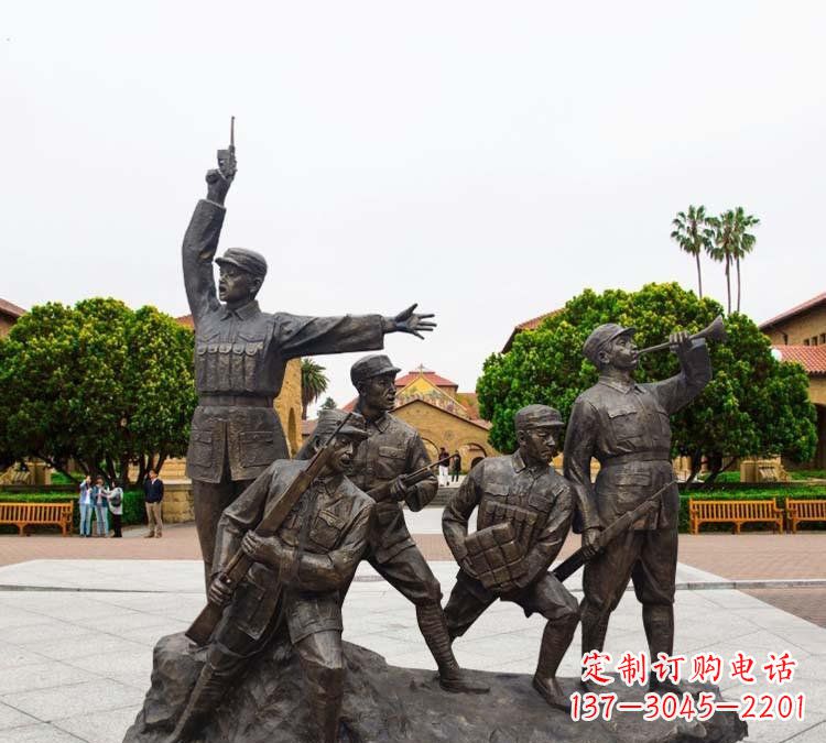 上海红军打仗冲锋纪念铜雕