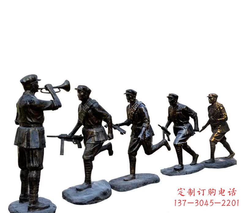 上海红色文化主题红军铜雕塑