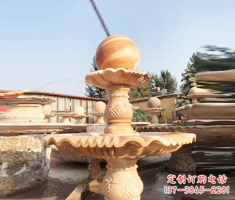 上海湖北石雕风水球喷泉——精品水泵雕塑