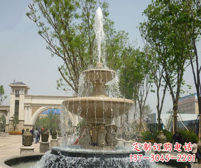 上海精美多层喷泉雕塑,营造出优美水乐园