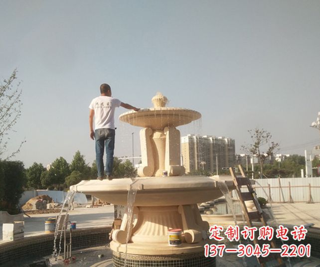 上海户外多层喷泉石雕_1