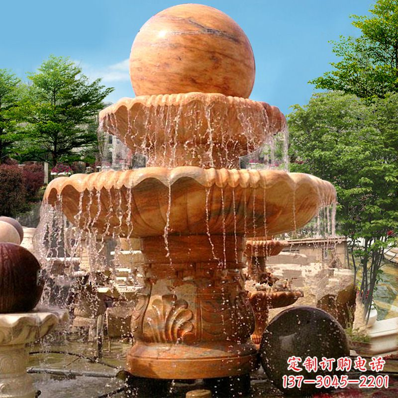 上海花岗岩石雕喷泉风水球