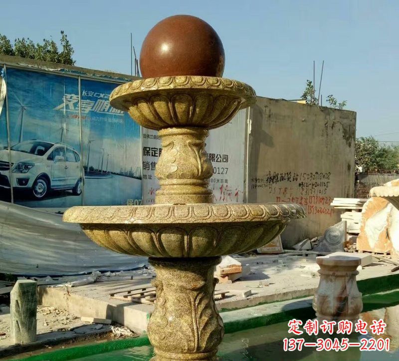 上海精美花岗岩双层风水球雕塑