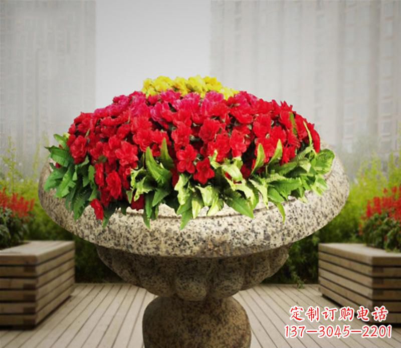 上海花岗岩小区景观花盆雕塑：精美艺术设计