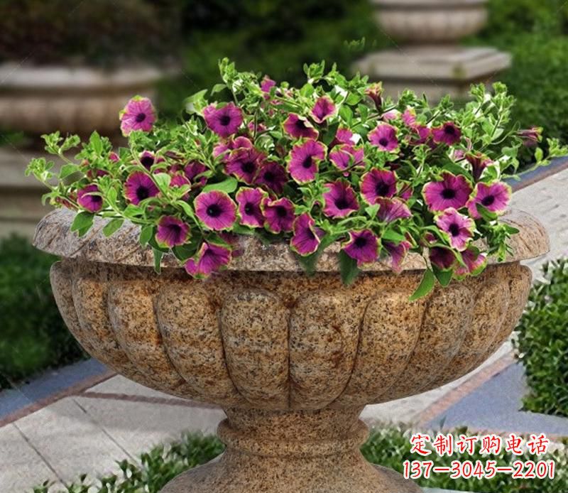 上海花岗岩小区景观花盆雕塑,添彩美化景观