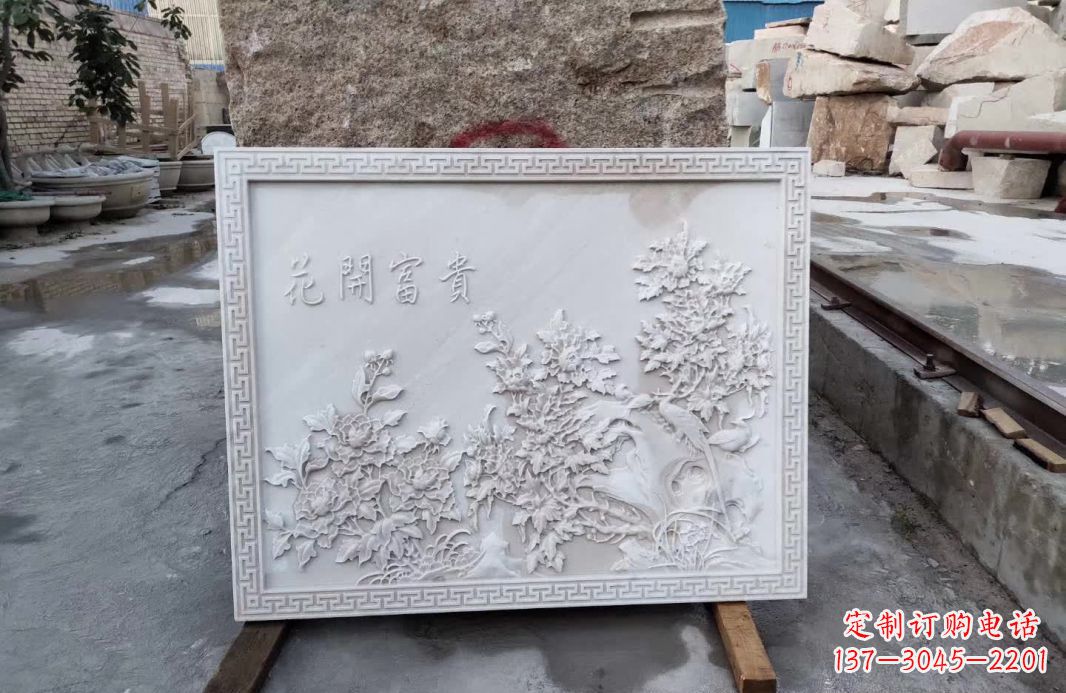 上海花开富贵石雕影壁,让你独享完美的装饰艺术