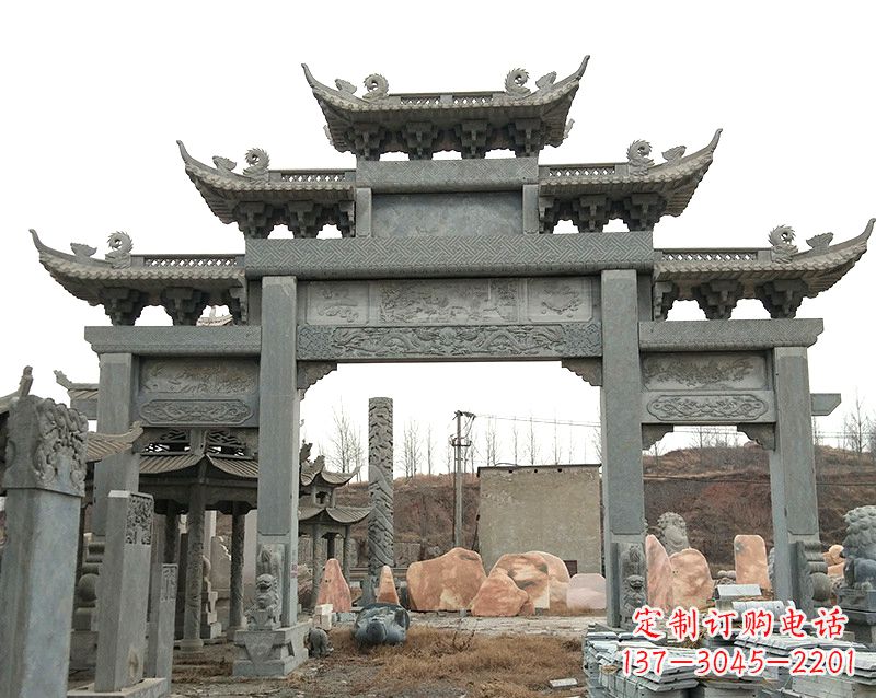 上海黄冈石雕牌坊--专业定制牌坊雕塑