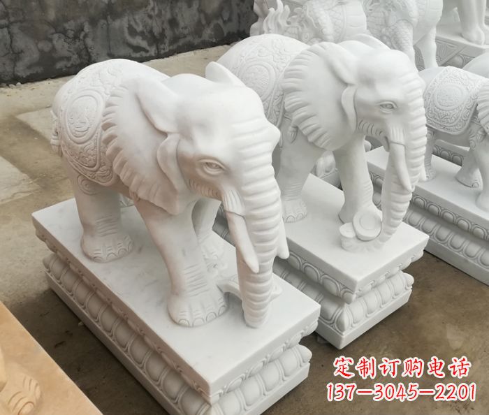 上海吉祥如意汉白玉门口大象石雕 (2)