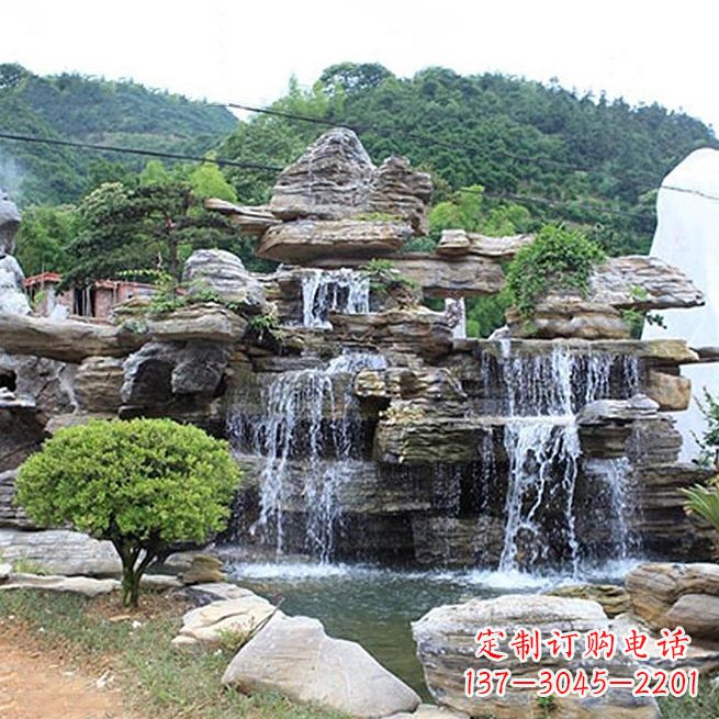 上海领雕塑让您的景区更精彩——奇石流水假山雕塑