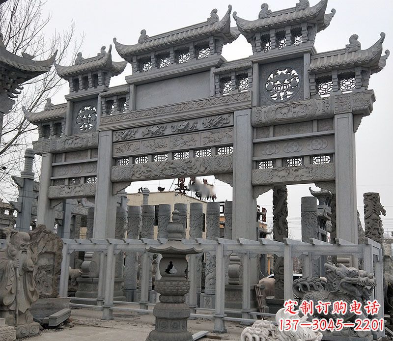 上海京中领雕塑:牌坊石雕定制