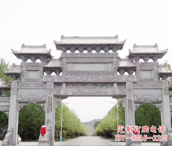 上海三门石雕牌坊,独具特色的地标雕塑