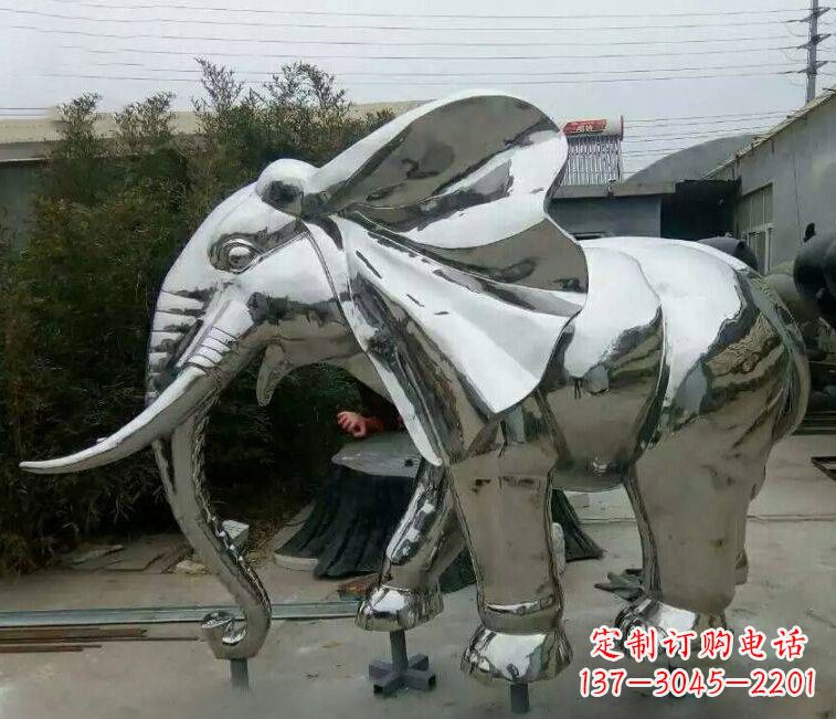 上海镜面不锈钢大象雕塑