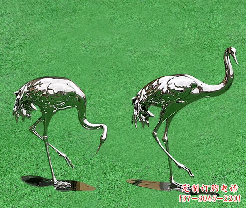上海精美镜面不锈钢动物鹤雕塑