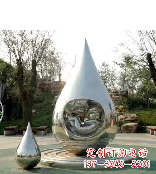 上海镜面不锈钢水滴雕塑,精致灵动,描绘出美好生活