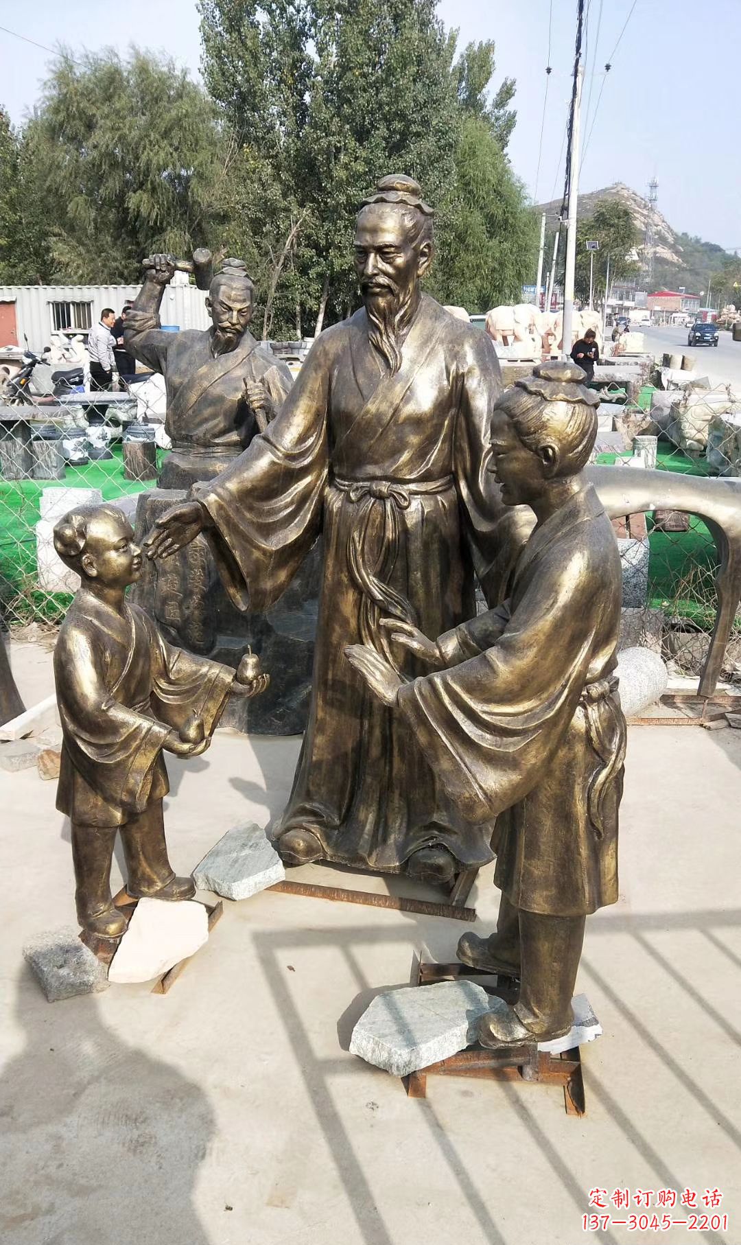 上海孔融让梨人物雕塑,传承名家之美