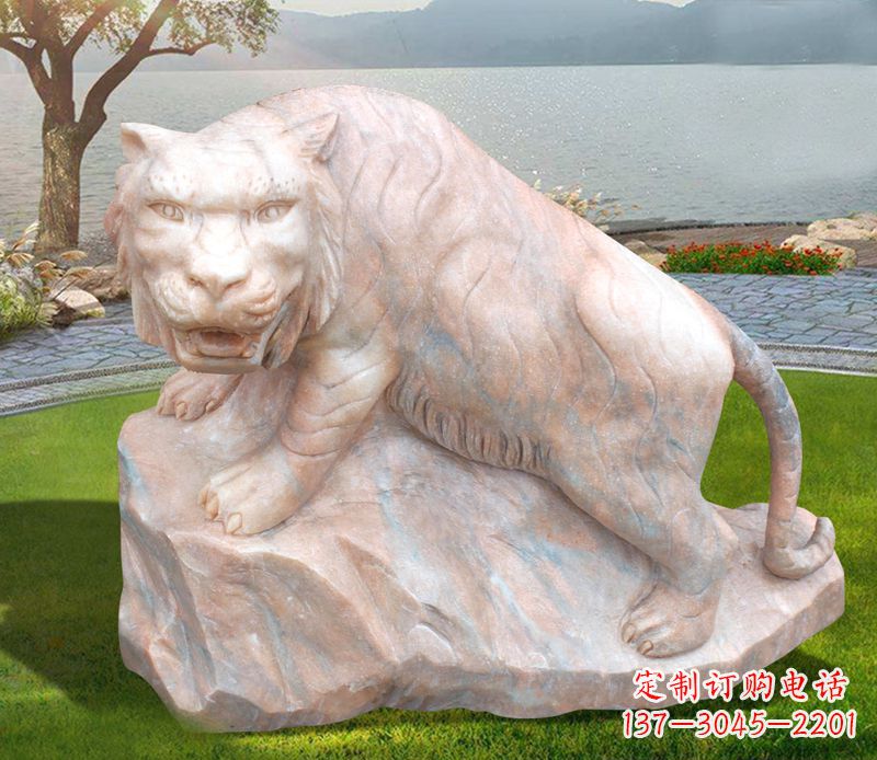 上海金灿灿的老虎石雕公园动物摆件