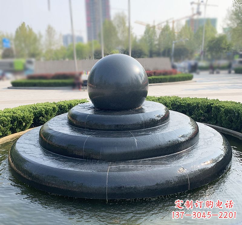 上海临沂石雕风水球喷泉,雕塑定制专属于您