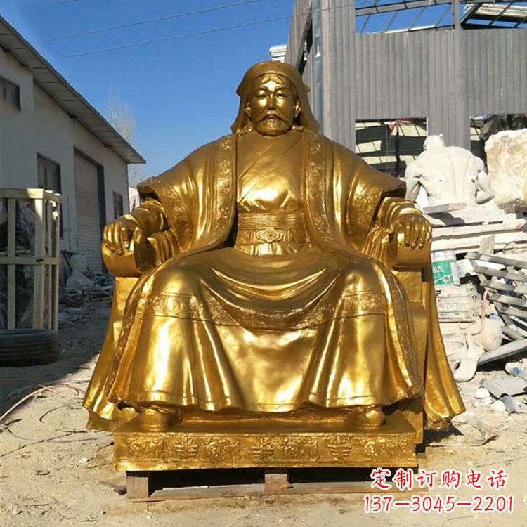 上海鎏金成吉思汗铜雕-中国历史伟人古代著名人物雕像