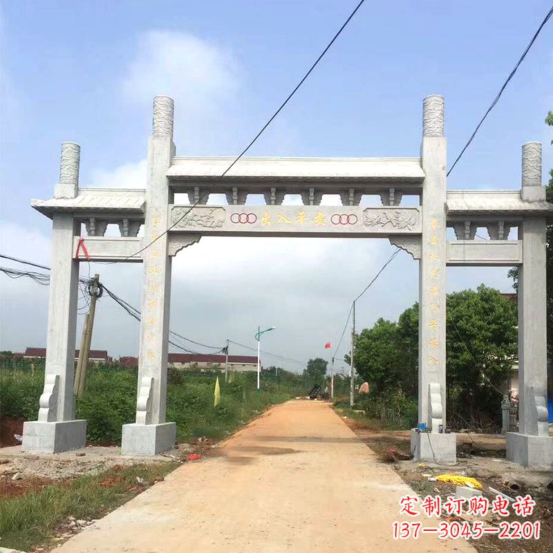 上海路口三间四柱无楼石牌坊雕塑制作
