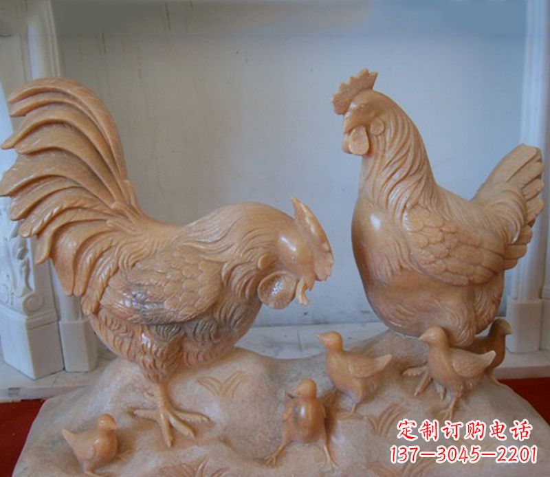 上海母子鸡动物石雕