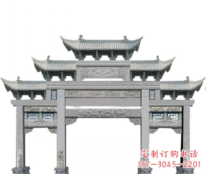 上海中领雕塑定制式牌坊石雕