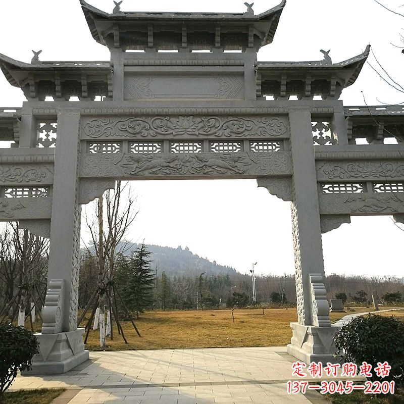 上海中领雕塑:精致石牌坊雕塑