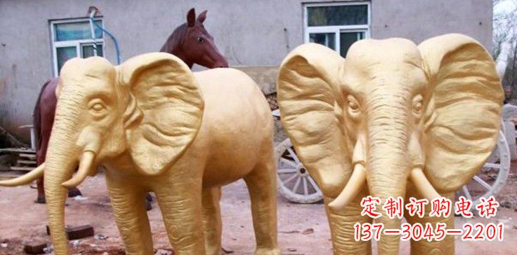 上海漆金巨型大象雕塑,由中领雕塑厂家定制制作…