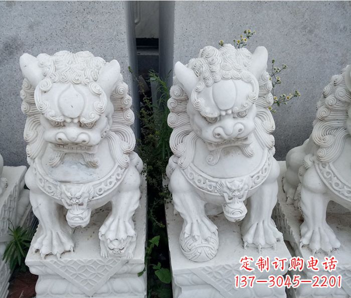 上海企业景观大理石狮子石雕 (5)
