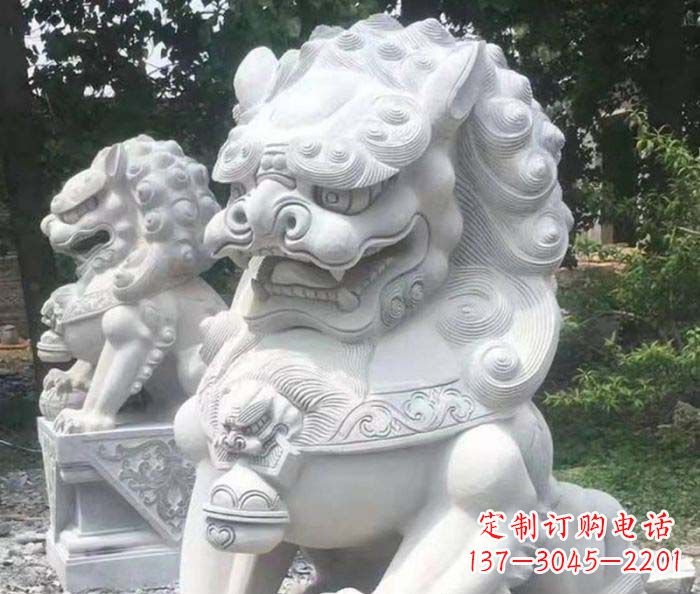 上海企业景观大理石狮子石雕 (4)