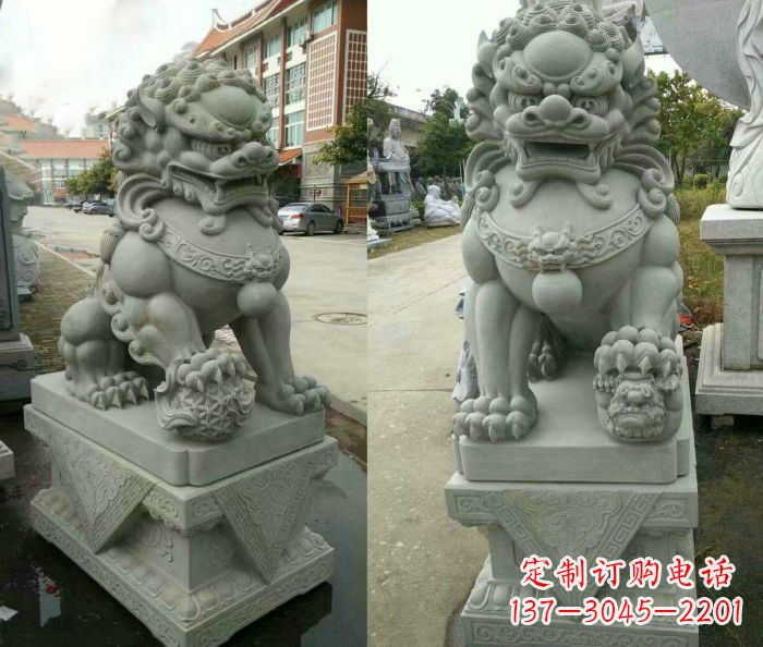 上海企业景观大理石狮子石雕 (12)