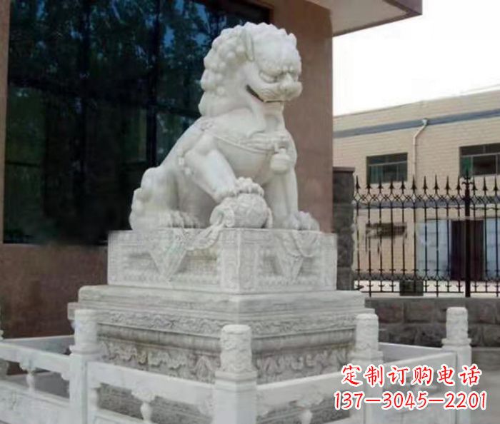 上海企业景观大理石狮子石雕 (10)
