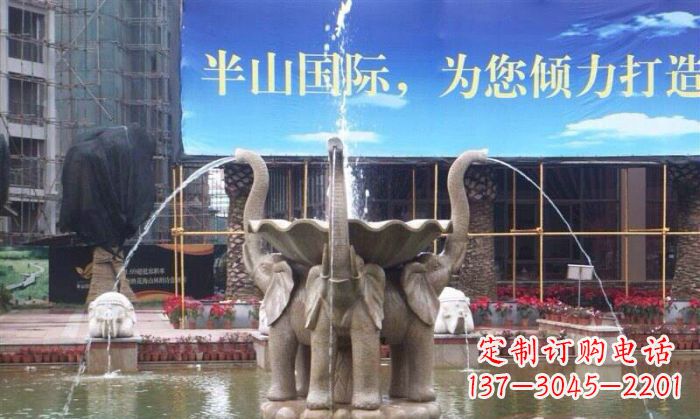 上海室内外精美小象喷泉石雕