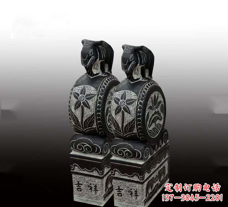 上海青石仿古大象门墩