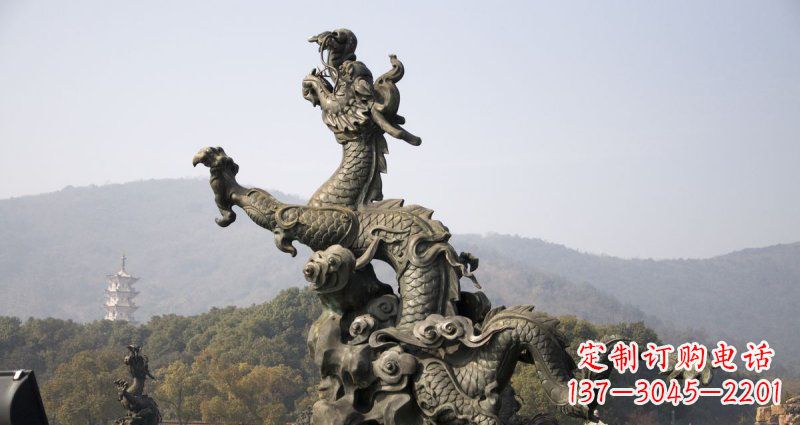 上海中领雕塑|传统青铜神龙出水铜雕