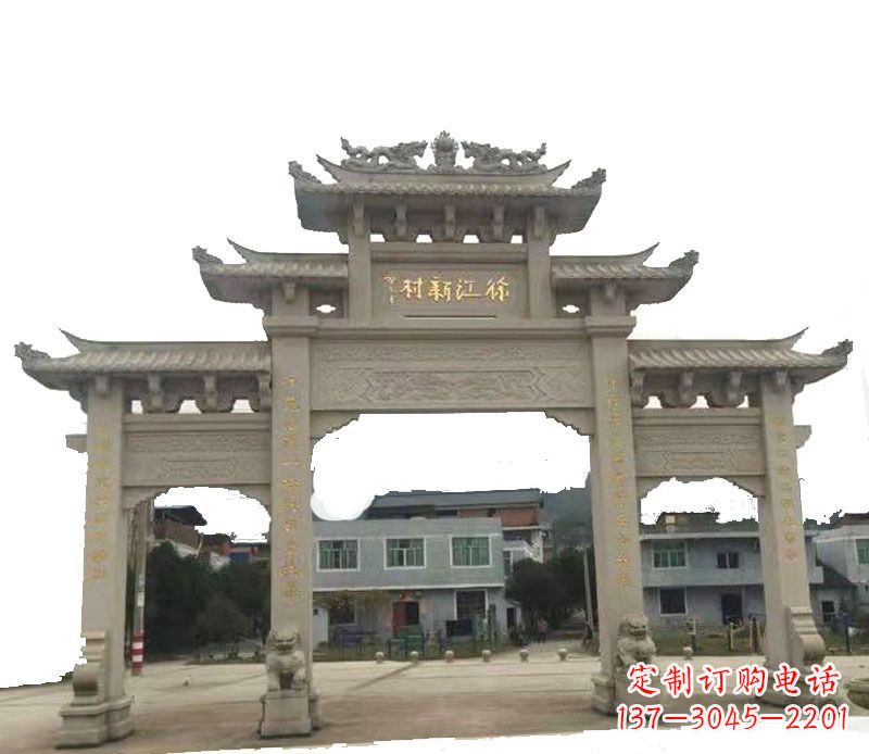 上海三门牌坊仿古石雕,雕刻精美传承传统