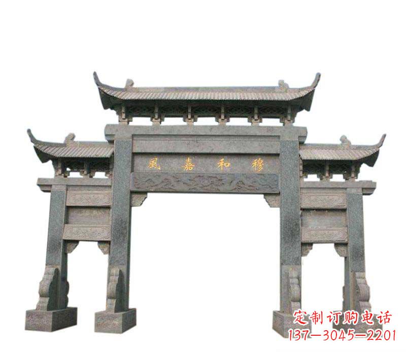 上海四门牌坊石雕:高端雕塑定制