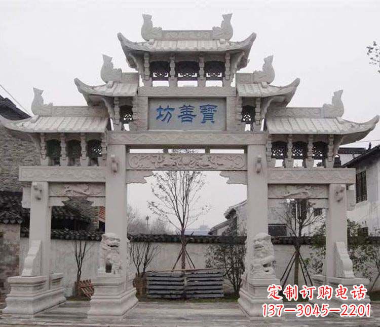 上海领雕塑:精美石牌坊石雕艺术品