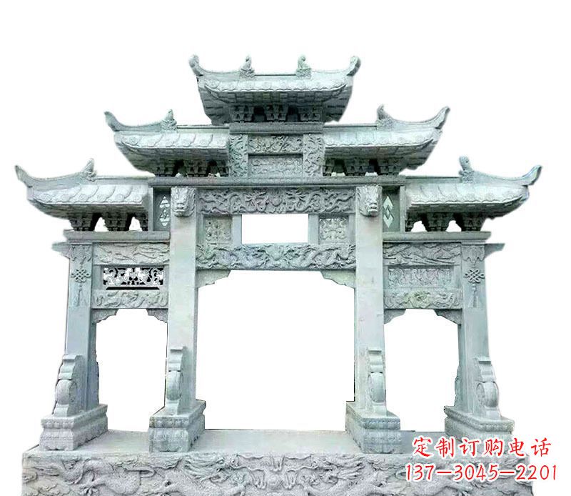 上海中领雕塑仿古牌坊石雕定制