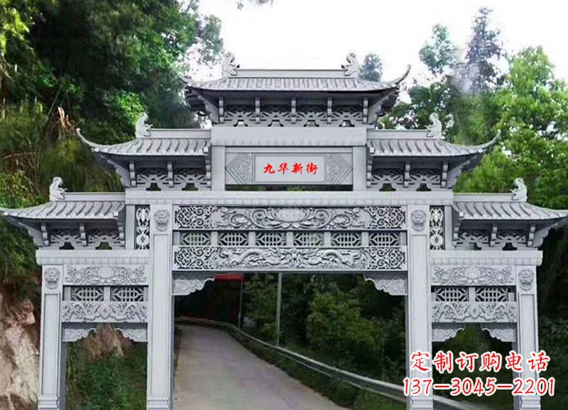 上海三门五楼石雕牌坊