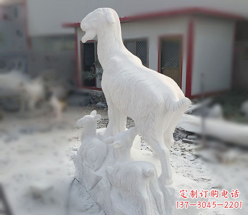 上海三羊开泰石雕动物摆件,让你的家中充满招财运