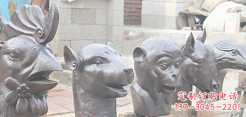上海十二生肖铜雕,独特的动物雕塑