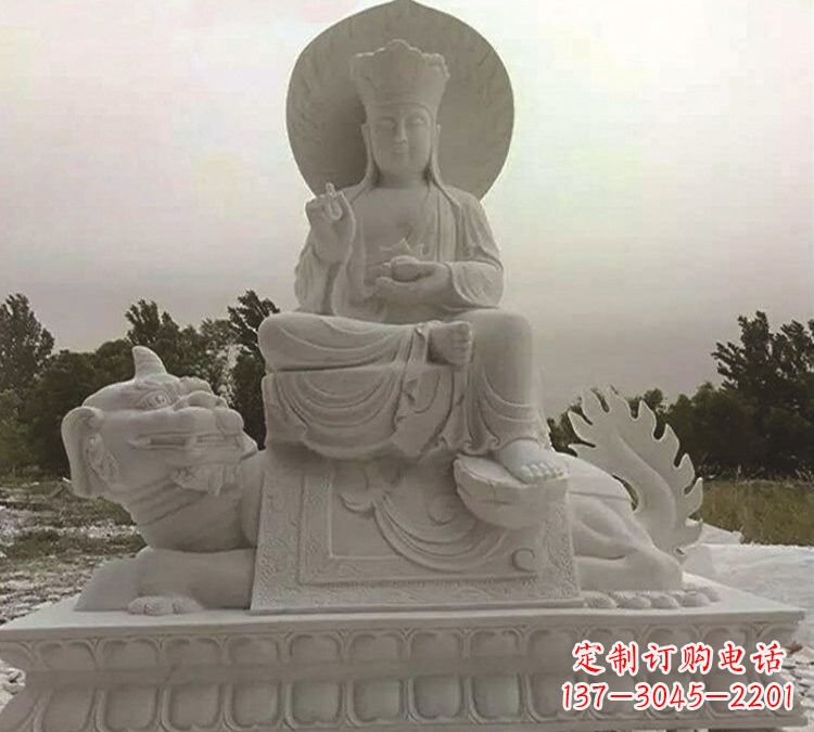 上海石雕乘谛听的地藏菩萨