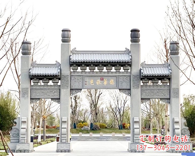 上海装饰你的屋外,选择领雕塑的石雕牌坊