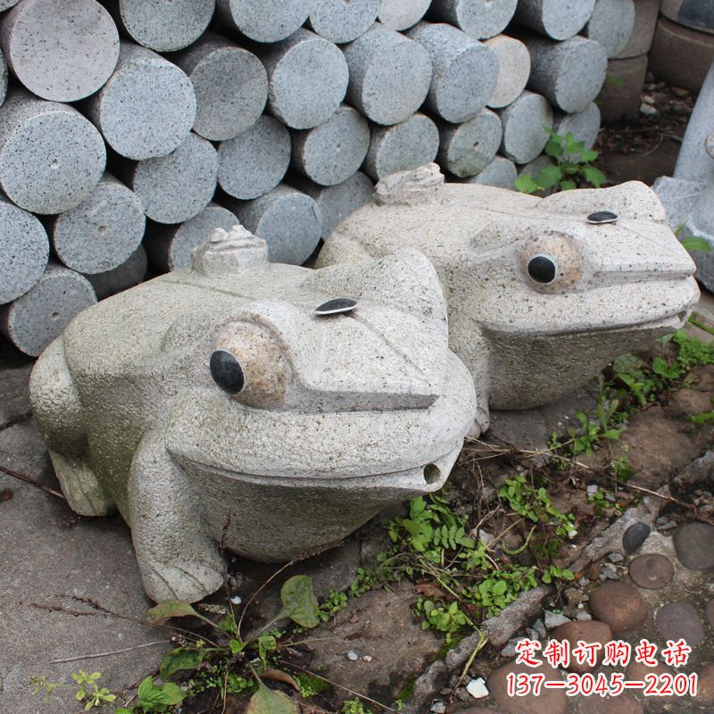 上海石雕青蛙喷水雕塑