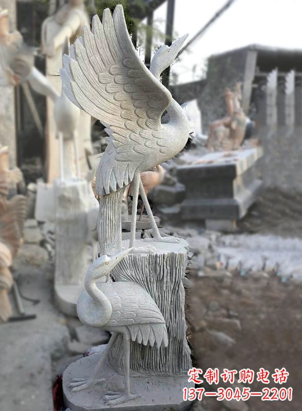 上海石雕仙鹤景观摆件