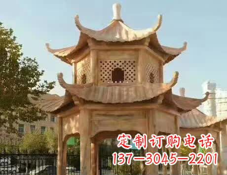 上海石雕小区景观双层凉亭