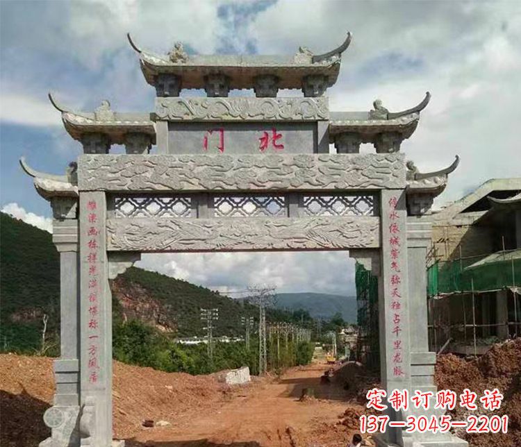 上海石牌坊单门牌坊石雕