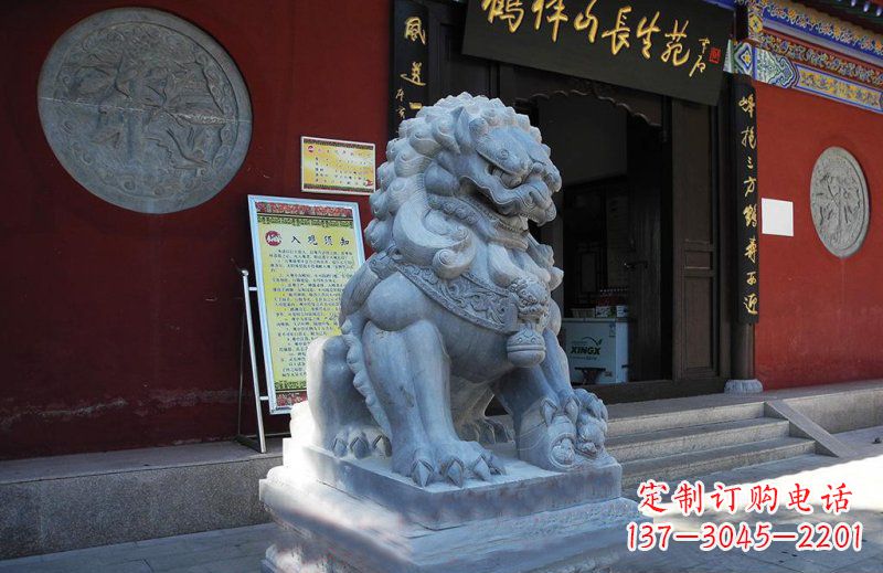 上海石狮子寺庙门口石雕