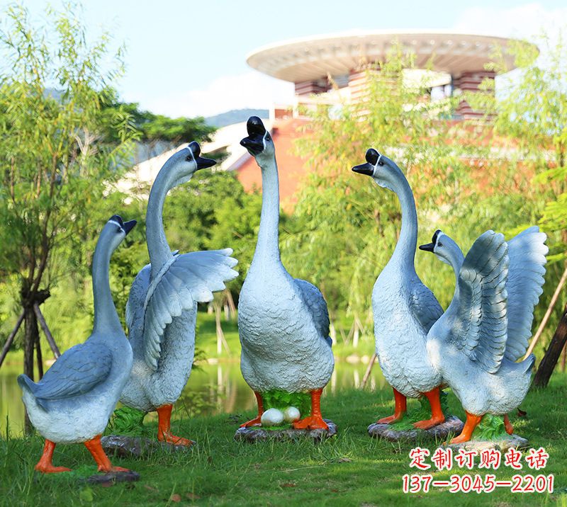 上海树脂工艺品玻璃钢雕塑商场美陈户外园林景观装饰品仿真动物鹅摆件