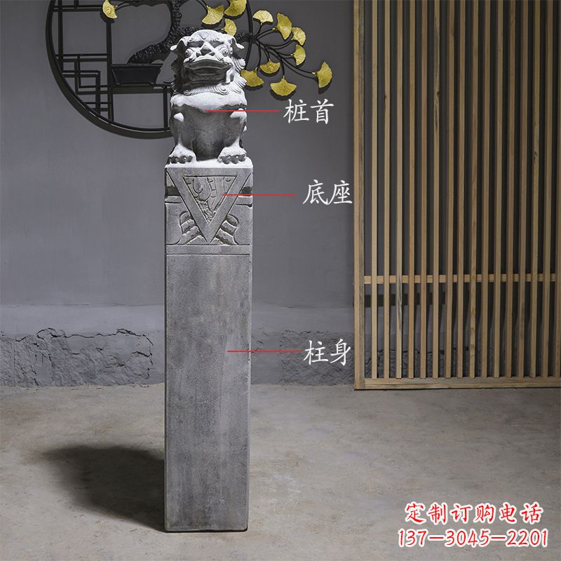 上海拴马桩石雕仿古石狮子